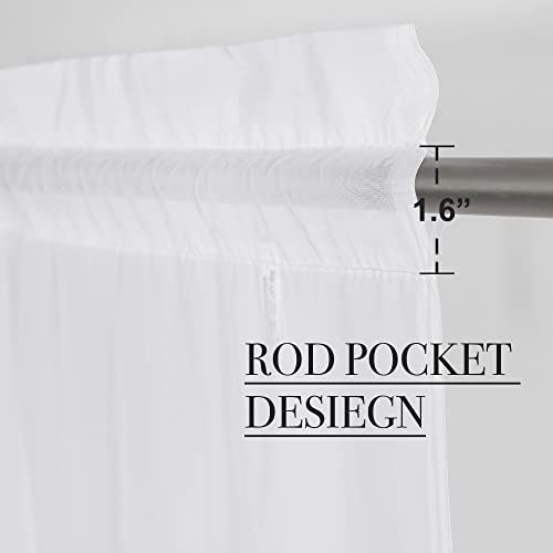 NICETOWN White Sheer Curtains & Drapes 108 inch Long, Rod Pocket Soft