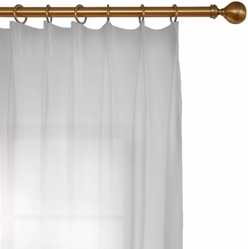 Gray Pinch Pleated Semi Sheer Curtains 50W x 106L, 1 Panel
