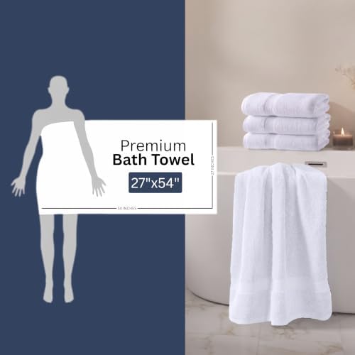 16-Pack Bath Towel Set, 27" x 54", 600 GSM Cotton, Commercial-Grade