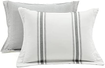 Lush Decor Farmhouse Stripe Reversible Cotton Duvet Cover Set 3 Piece