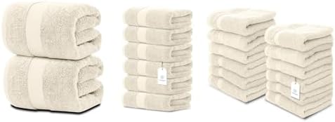 White Classic 2 Ivory Bath Sheet Towels 35 x 70, 6 Hand Towels 16 x 30