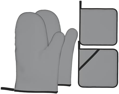4Pcs Oven Mitts and Potholders, Modern Minimal Trendy Light Gray Oven