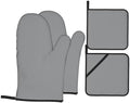 4Pcs Oven Mitts and Potholders, Modern Minimal Trendy Light Gray Oven