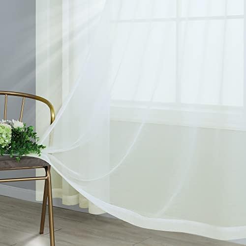 Mrs.Naturall Cream Ivory Silky Sheer Curtains, Clear Light Weight