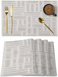 Light Gray Cream Placemats Set of 6, Cotton Linen Fabric Place Mats