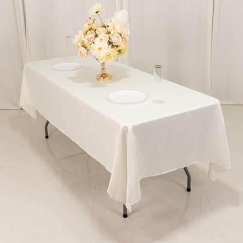 Balsa Circle 60x102 inch Ivory Lamour Satin Rectangle Tablecloth Table