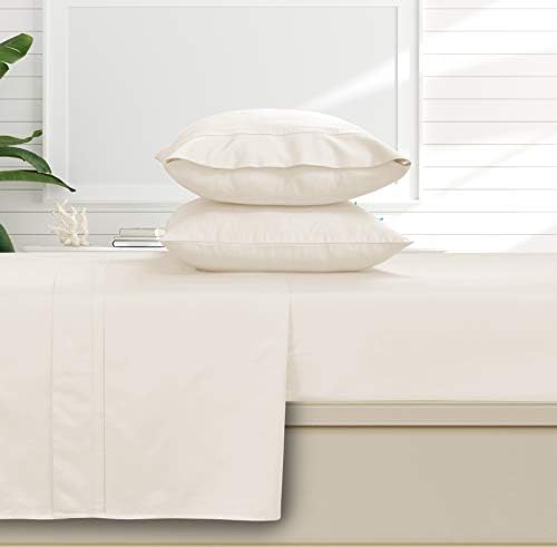 Tribeca Living Queen Flat Sheet, Soft Egyptian Cotton Sateen Solid