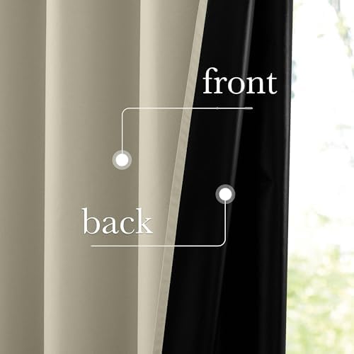 NICETOWN 100% Blackout Muted Beige Curtains 84 inches Long, Grommet
