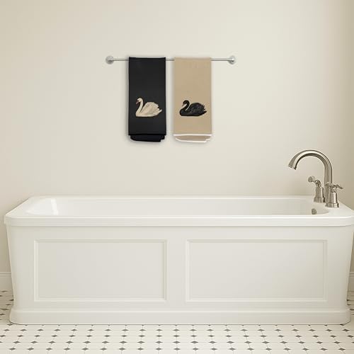 Vintage Black and White Swan Kitchen Towels, Neutral Black and Beige