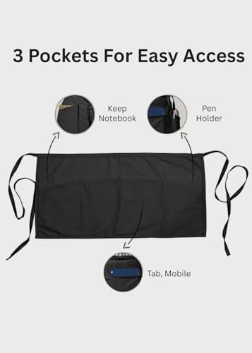 HEEDFIT Server Apron with 3 Pockets, Waist Apron, Waitress Apron for