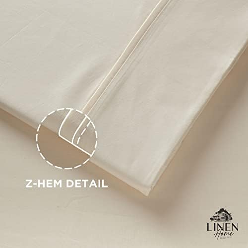 100% Cotton Combo Percale Flat Sheets King Size, White & Ivory, 2 Flat