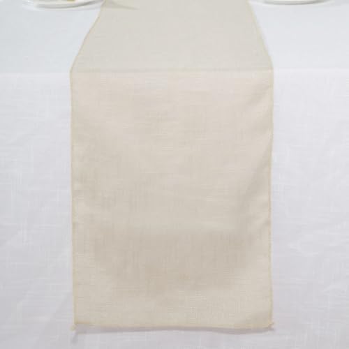 Efavormart 12"x108" Beige Premium Faux Linen Runner, Slubby Textured