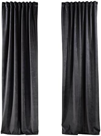 Solid Luxury Matte Velvet Soft Curtains Set of 2 Panels Hanging Back