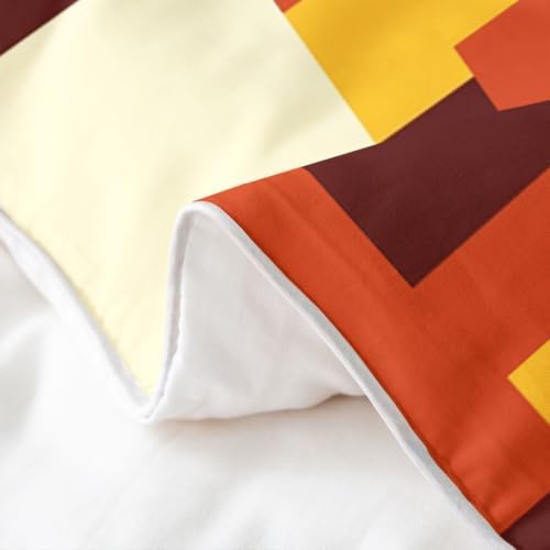 Feelyou Yellow Brown Geometric Duvet Cover 100% Cotton King Size