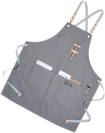 Canvas Apron Adjustable Serving with Pockets, Nordic Industrial Style