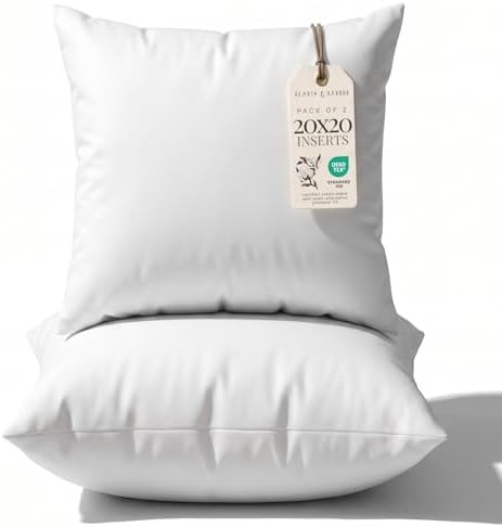 Hearth & Harbor 20x20 Pillow Inserts Set of 2 – Square Throw Pillow