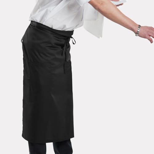 12 Pcs Bistro Aprons with Extra Long Waist Ties and Two Pockets