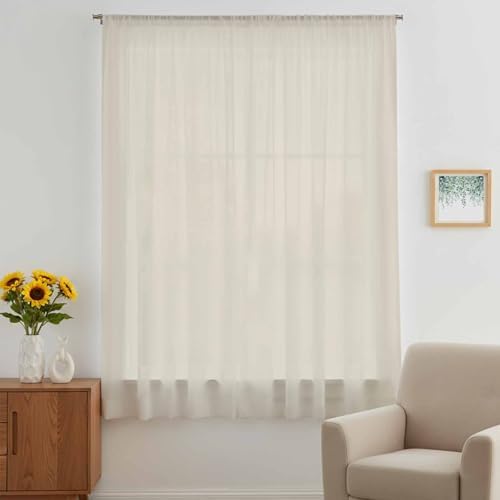 Ivory White Sheer Curtains 108 Inch Length Modern Pure Ivory White