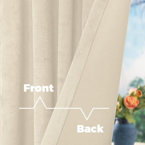 BGment Cream Beige Velvet Curtains 108 Inch for Bedroom, Thick Thermal