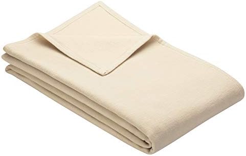 IBENA Cotton Pure Queen Size Jacqurd Woven Bed Blanket - Ivory