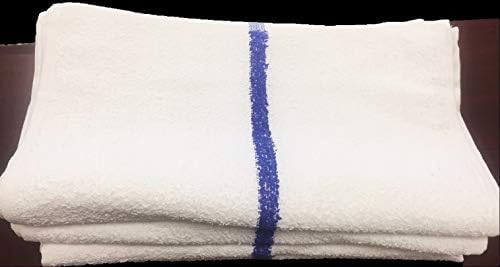 16x19 Terry Bar Mop Towel 24 Pack, Blue Stripes Kitchen Cleaning
