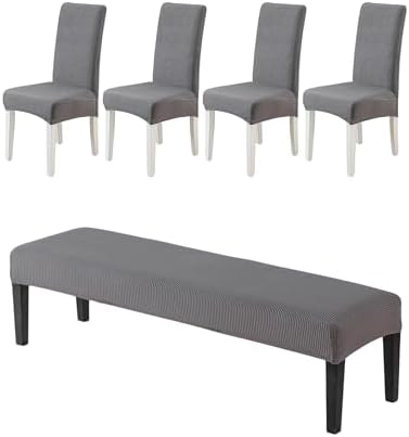 CRFATOP Dining Room Chair Slipcovers Set of 4 with Bench Chair