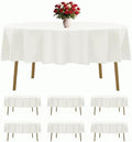 6 Pack Ivory Round Tablecloths 90 Inches Table Cloth Stain and Wrinkle