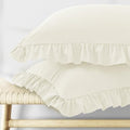 KKJIAF Ruffle Pillow Cases Queen Size Set of 2, Beige