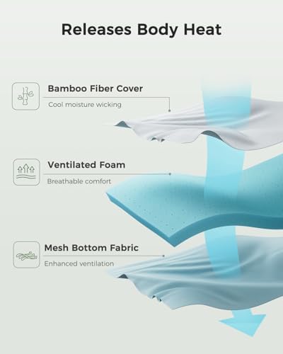 PERLECARE Queen 3 inch Cooling Mattress Topper with Bamboo Cover