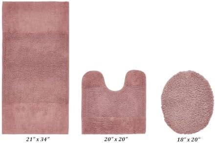 Better Trends 3 Piece Bathroom Rug Set 100% Cotton Non-Slip Washable