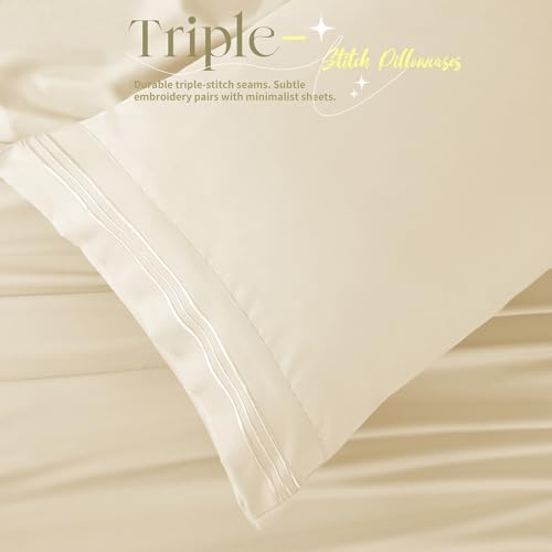 Manyshofu Beige Split Head King Sheet Sets, 4 Piece Adjustable King