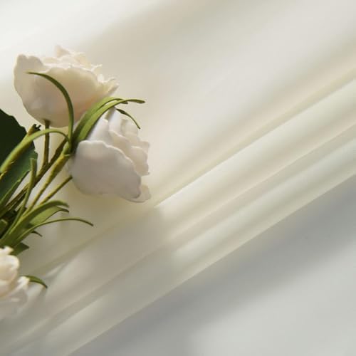 SpaceDresser Ivory Sheer Curtains 4 Panels Rod Pocket Semi-Sheer