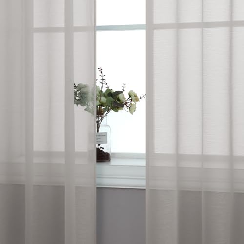 Mrs.Naturall 63 Inch Length Sheer Curtains for Bedroom 2 Panel Set
