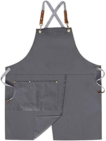 2 Pieces Pottery Apron,Split Apron with Adjustable Straps M-XXL,Black