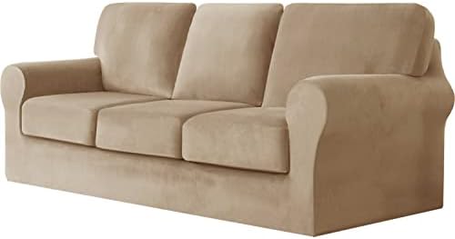 7 Pieces Velvet High Stretch Sofa Covers for 3 Cushion Couch Sofa