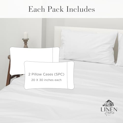 Linen Home Classic 100% Cotton Percale Pillowcases Queen Size