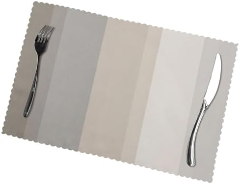 Chic Taupe, Cream and Gray Striped Placemats Set of 6 - Heat Resistant
