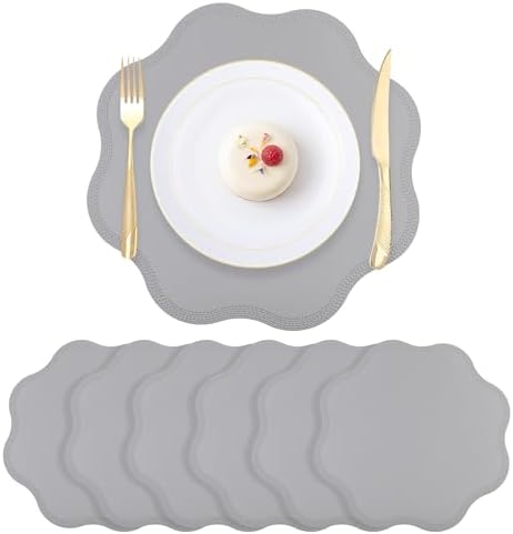 Placemat Set of 6 Faux Leather Placemats for Kitchen Dining Table
