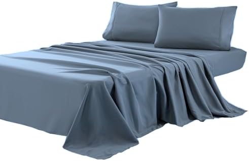 Kingnex Oversized King Flat Sheet 132x110 Top Sheet Only Blue