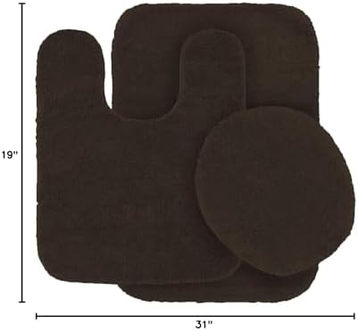 Mk Home Collection 3 Piece Bathroom Rug Set Bath Rug, Contour Mat &