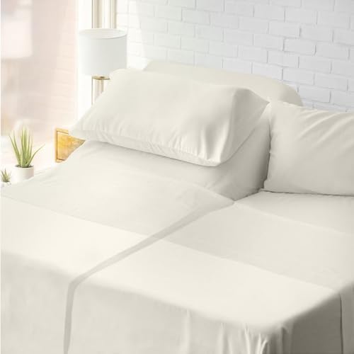 Split King 100% Egyptian Cotton Sheet Set Ivory