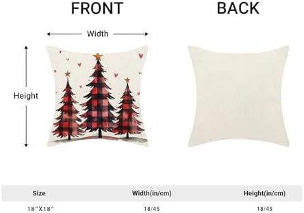 Christmas Pillow Covers 18x18 Inch Set of 2 Red Black Buffalo Plaid
