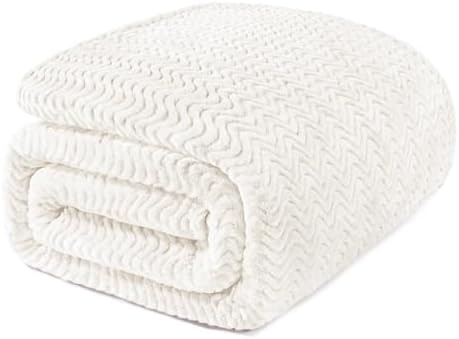 Exclusivo Mezcla Soft Fleece Blanket King Size for Bed, Sofa, Ivory