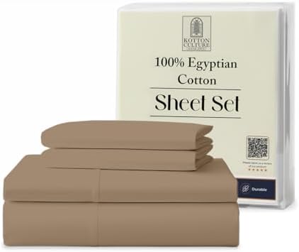 Kotton Culture 4 Pc Full Sheet Set - 100% Egyptian Cotton Premium