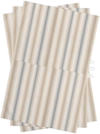 Brown Gray Striped Kitchen Towels Set of 3, Water Absorbent Dish