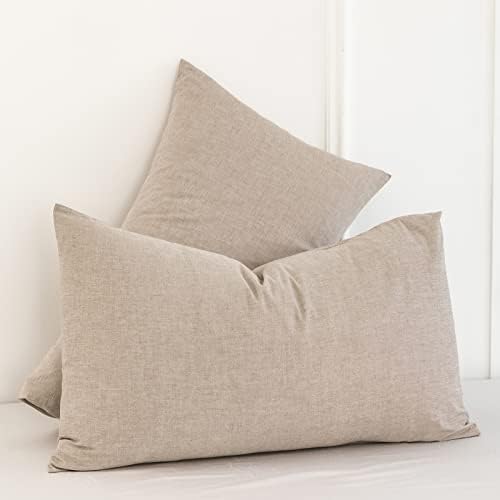 MOOMEE Pillowcase Set of 2 100% Washed Cotton Linen-Like King