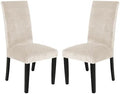 Soft Thick Cream Solid Velvet Dining Chair Covers Parson Stretch Chair