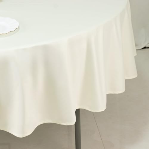 EfavormartFire Retardant 90" Round Scuba Polyester Tablecloth – Ivory