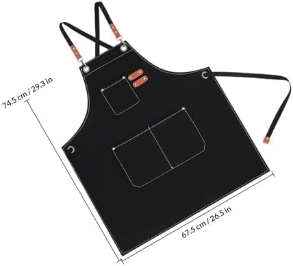 Cooking Apron Black 12 Oz Cotton Chef Apron with Adjustable Straps for