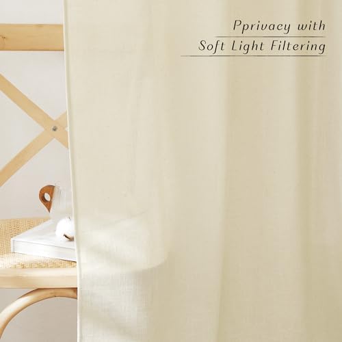 NICETOWN Butter Linen Curtains 84 inch Long for Living Room